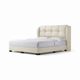 Cream Tranquil upholstered bed with square-tufted wingback headboard