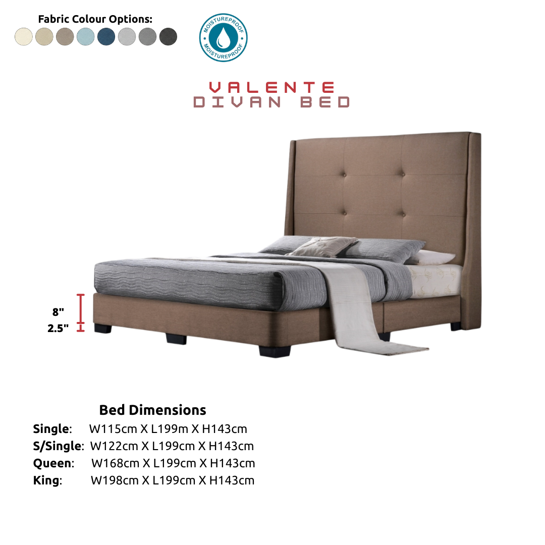 Valente Luxury Wingback Bed Frame | 143cm High Headboard
