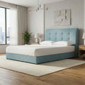 Blue Auralis bed beside a bright window