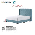 Blue Calista bed with colour options and dimensions