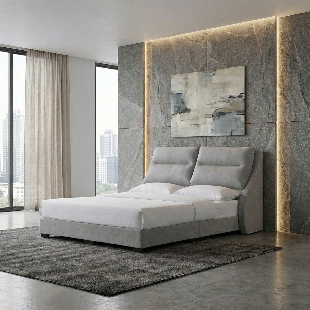 Opelle Fabric Bed Frame with Cushioned Headboard