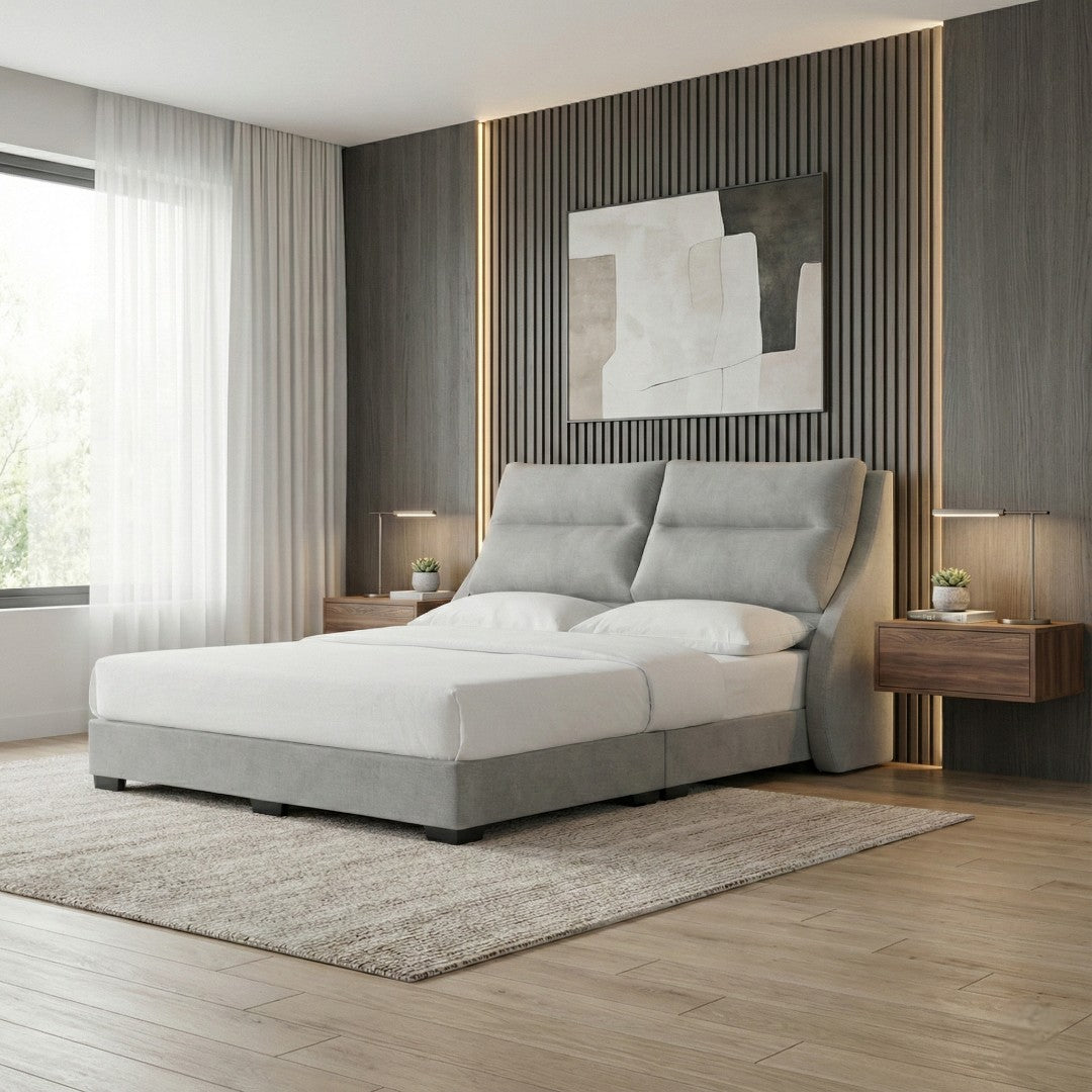 Opelle Fabric Bed Frame with Cushioned Headboard