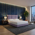 Lilac Novessa bed in a softly lit bedroom