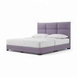 Lilac Novessa upholstered bed with segmented padded headboard