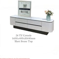 Monarc Modern TV Console – Luxury Matt Stone Top TV Cabinet | Sintered Stone Entertainment Unit with Drawers | Rounded Safety Corners Grandeur Furnishings