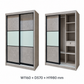 Alden wardrobe dimension chart with closed and partly open views