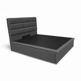 Charcoal Estoria bed frame with horizontal-panel headboard and bare platform