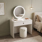 BELLE Modern White Dressing Table Set with LED Mirror & Stool Grandeur Furnishings