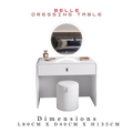 BELLE Modern White Dressing Table Set with LED Mirror & Stool Grandeur Furnishings