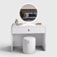 BELLE Modern White Dressing Table Set with LED Mirror & Stool Grandeur Furnishings