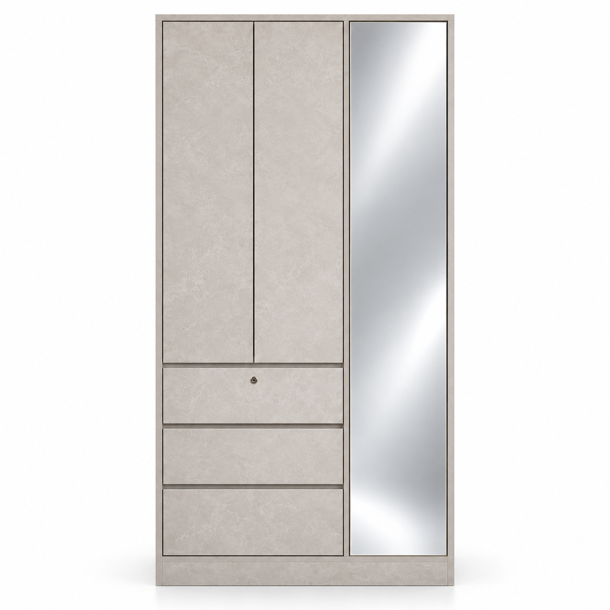 3-Door Wardrobe with Mirror and Drawers Grandeur Furnishings