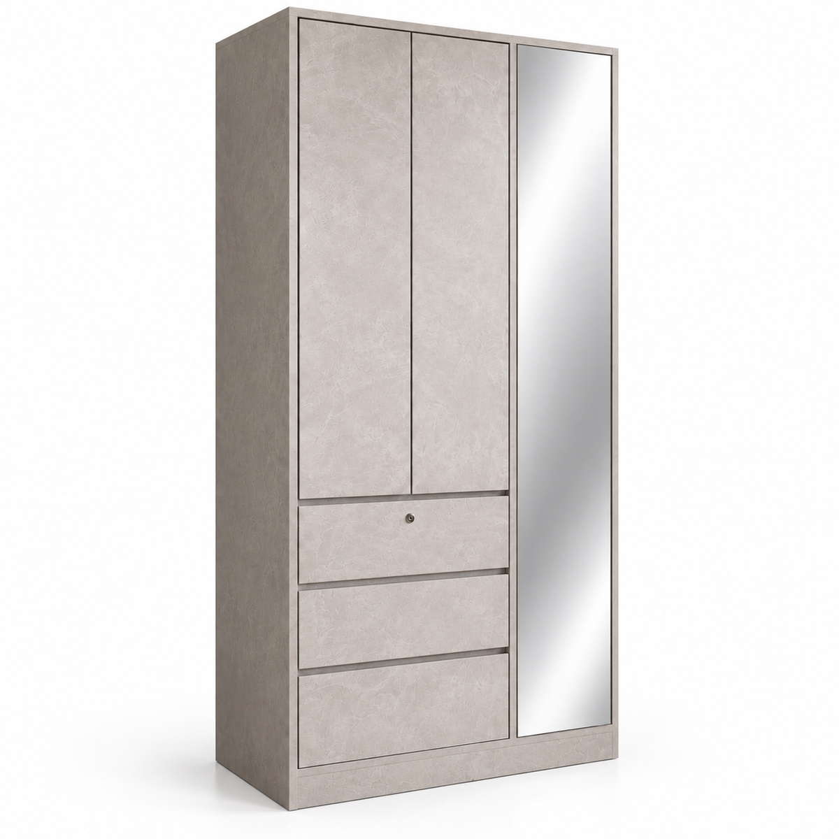 3-Door Wardrobe with Mirror and Drawers Grandeur Furnishings