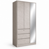 3-Door Wardrobe with Mirror and Drawers Grandeur Furnishings