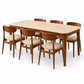 Valenza Travertine Top & Solid Wood Dining Set Grandeur Furnishings