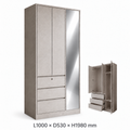 3-Door Wardrobe with Mirror and Drawers Grandeur Furnishings