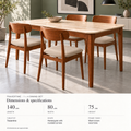 Valenza Travertine Top & Solid Wood Dining Set Grandeur Furnishings