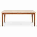 Valenza Travertine Top & Solid Wood Dining Set Grandeur Furnishings