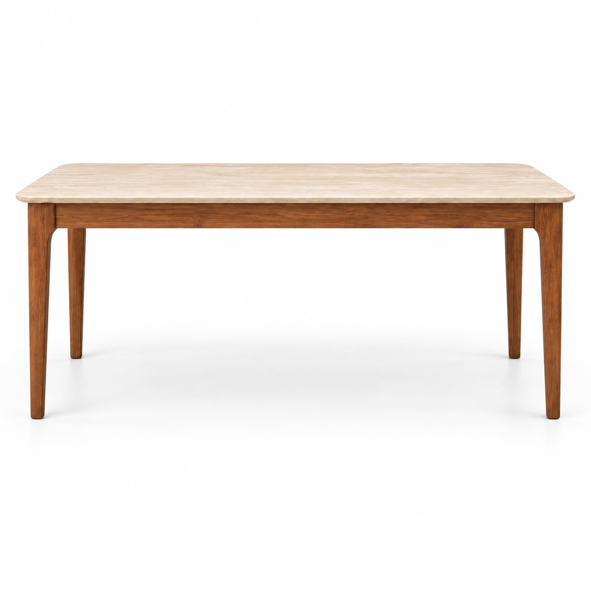 Valenza Travertine Top & Solid Wood Dining Set Grandeur Furnishings