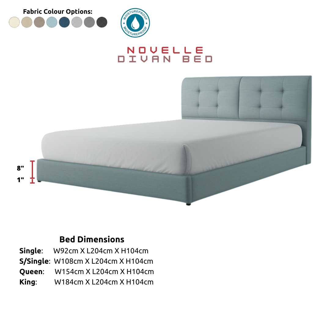 Novelle Fabric Bed Frame with Grid Tufted Dual Panel