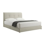 Cream Arcadia upholstered bed with grid-panel headboard