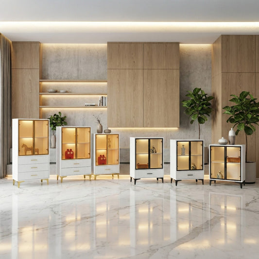 Elegant Glass Side Cabinet – Available in Four Sizes