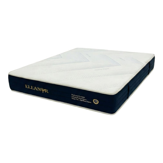 Eleanor 10" Natural Latex Mattress with Arctic Cool Ice Silk Top | Medium Firm Orthopedic Support Foam | Hypoallergenic & Anti-Dust Mite