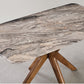 Elegant Marble Dining Table Set with Ash Wood Base & Armchairs 1+4