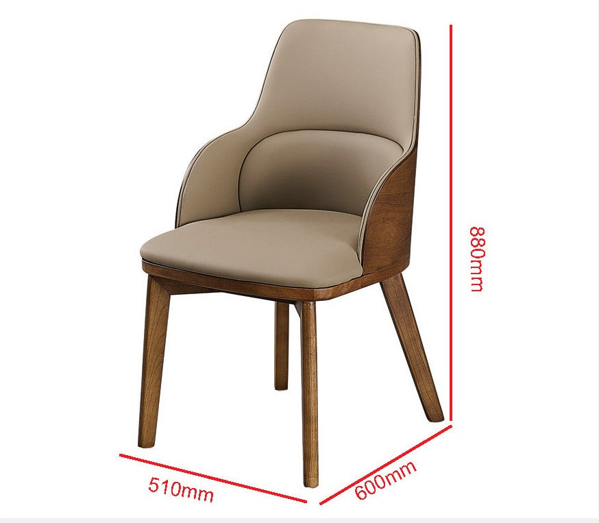 Elegant Marble Dining Table Set with Ash Wood Base & Armchairs 1+4