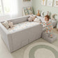 Caelia Daybed w/ Enclosed Frame & Steps | | Luxury Upholstered Kids Bed | Storage Drawer Grandeur Furnishings