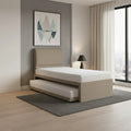 Seren Convertible Guest Bed Frame - 3-in-1 Pull Out & Lift Up Trundle Bed - Space Saving High Headboard Bed Grandeur Furnishings