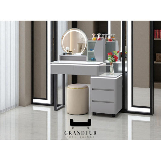 Dressing Table with LED Light and Side Drawer