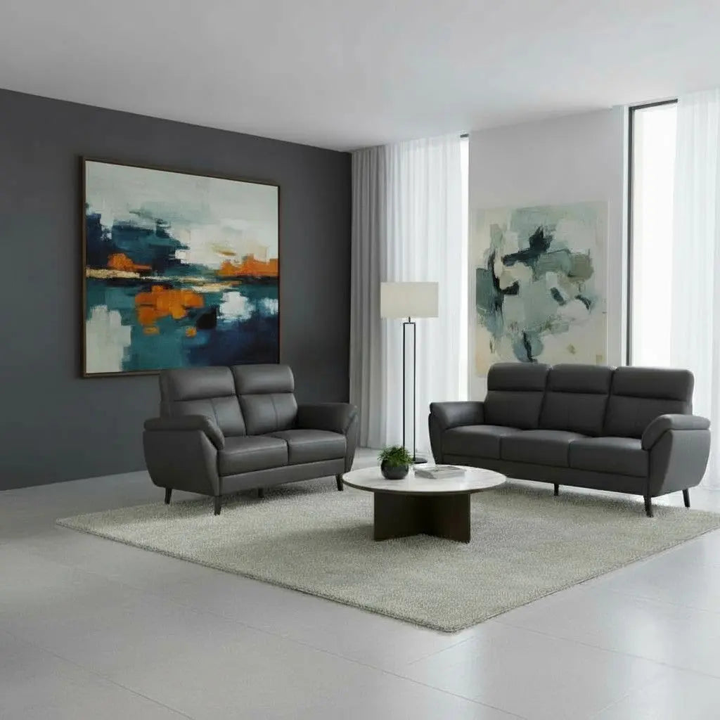 Modern PU Leather Fabric Sofa Set | 3-Seater, 2-Seater & Armchair Grandeur Furnishings