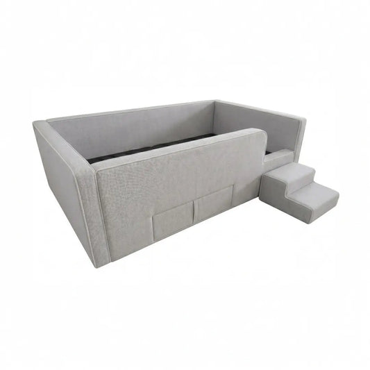 Caelia Daybed w/ Enclosed Frame & Steps | | Luxury Upholstered Kids Bed | Storage Drawer Grandeur Furnishings