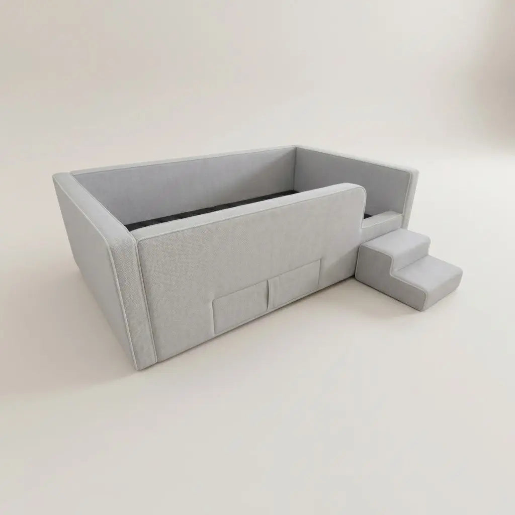 Caelia Daybed w/ Enclosed Frame & Steps | | Luxury Upholstered Kids Bed | Storage Drawer Grandeur Furnishings